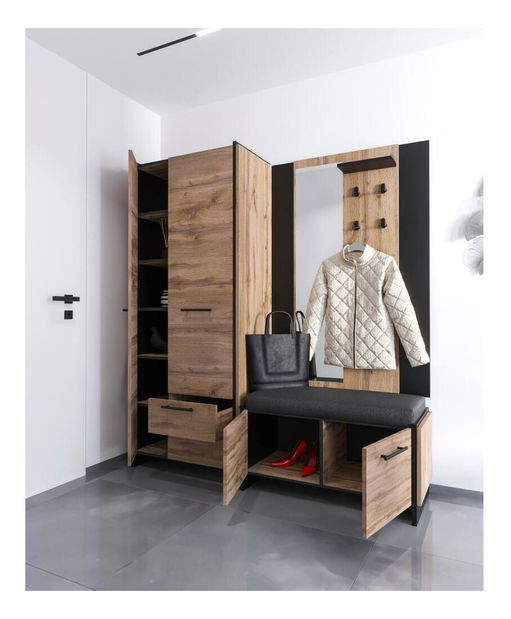 Šatní skříň Adivinaba 1 (dub wotan + černá)