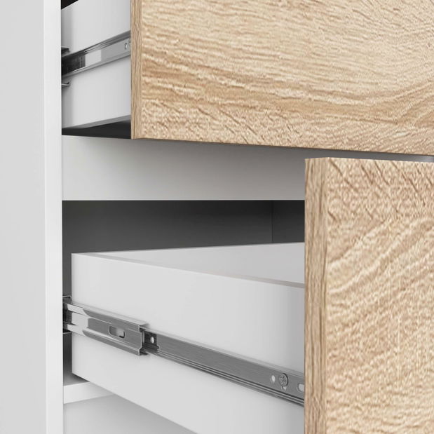 Komoda Kalista V (bílá + dub sonoma)