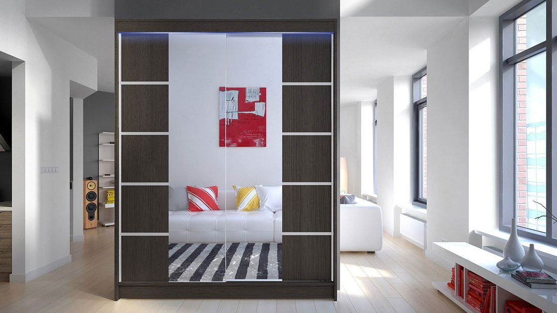 Šatní skříň Bianca II (bílá + zrcadlo)