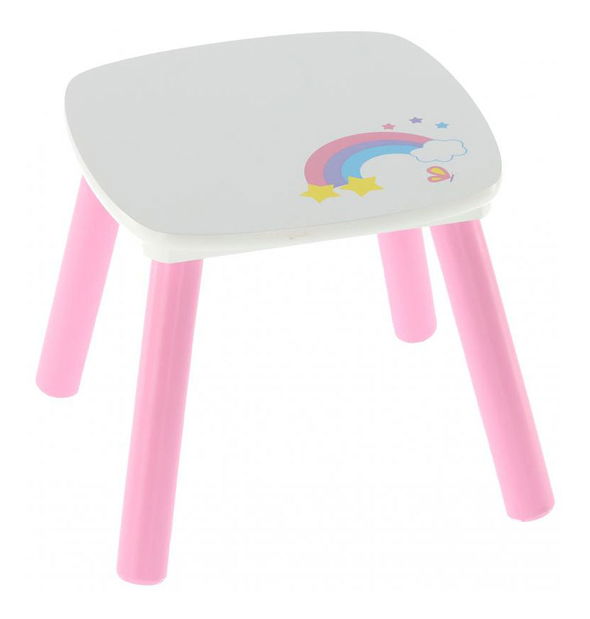 Dětský toaletní stolek s taburetkou Lillyann (bílá + růžová)