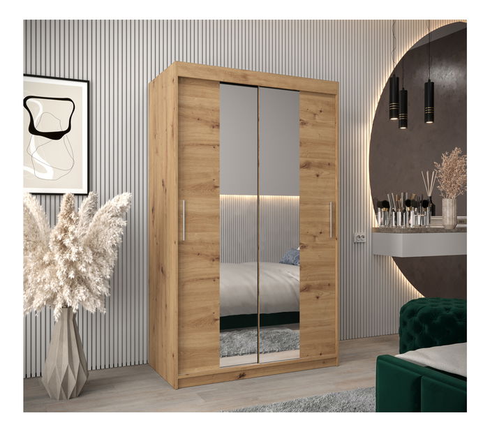 Šatní skříň 120 cm Toki 1 (Dub artisan + Bílá matná)