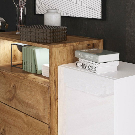 Kombinovaná komoda Freya III (wotan) (osvětlení LED bílé)