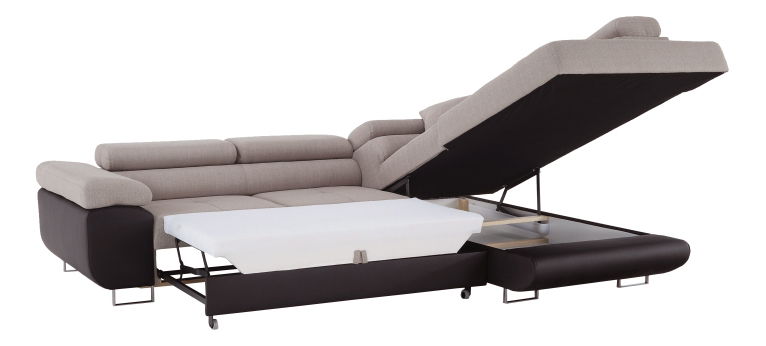 Rohová sedací souprava Afton (hnědá + béžová) (P)