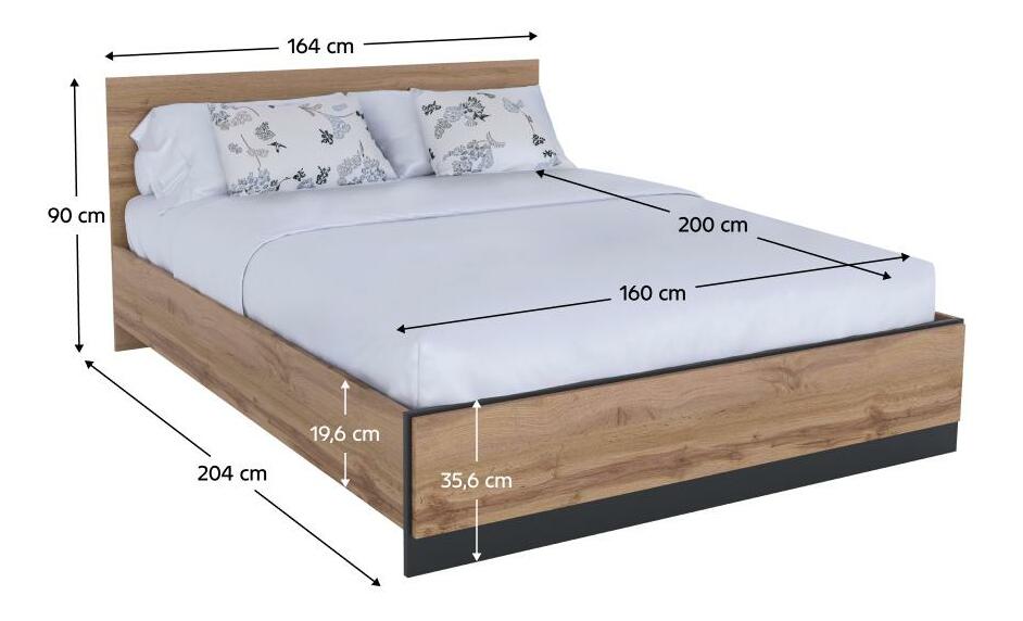 Manželská postel 160 cm Adivinaba (dub wotan + černá)