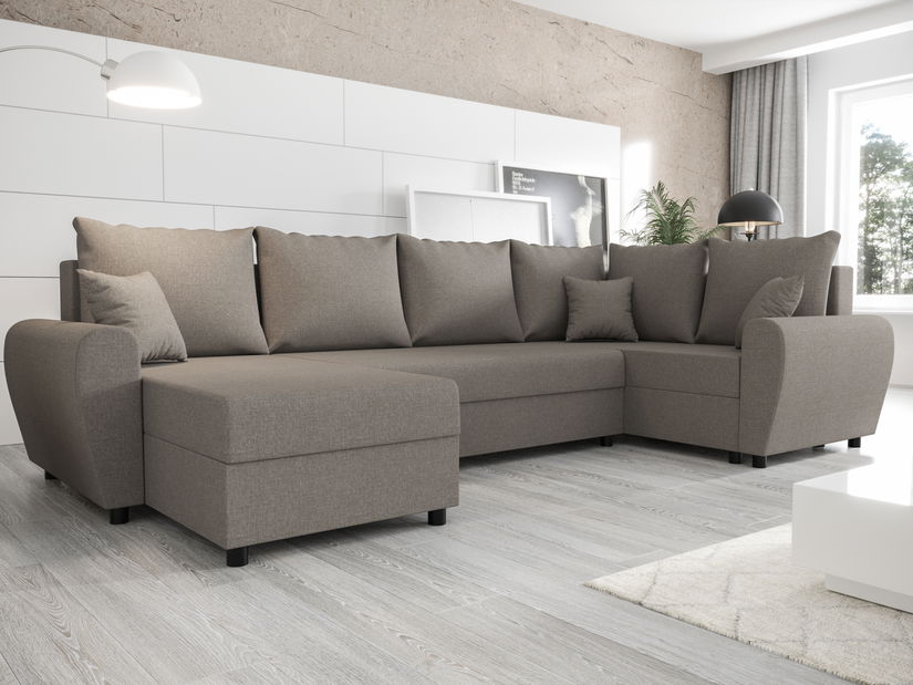 Rohová sedačka ve tvaru U Fleur Long (černá + šedá) (P)