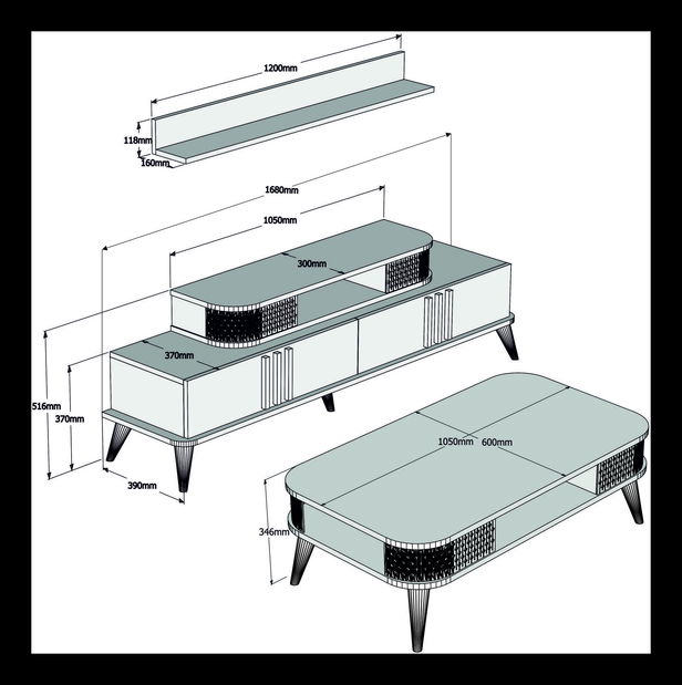 Sada nábytku do obývacího pokoje Eiffel (Krémová) *výprodej