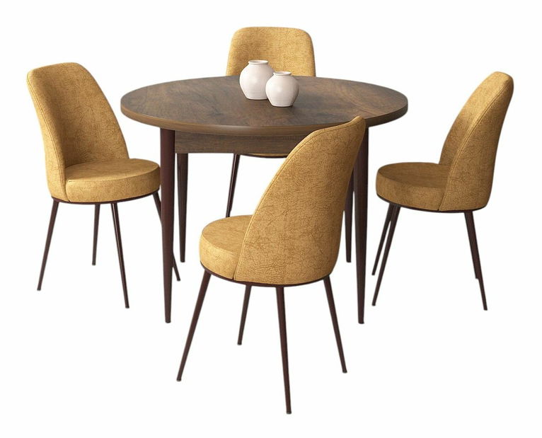 Jídelní set Torra (ořech barokní + hnědá) (pro 4 osoby)