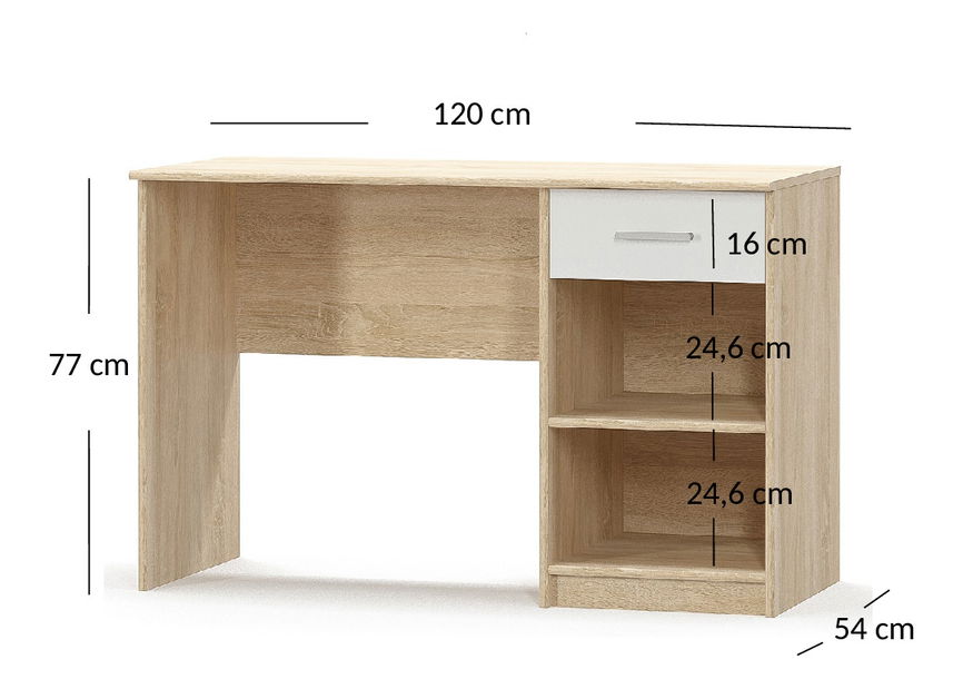Psací stůl Terrell (dub sonoma + bílá)