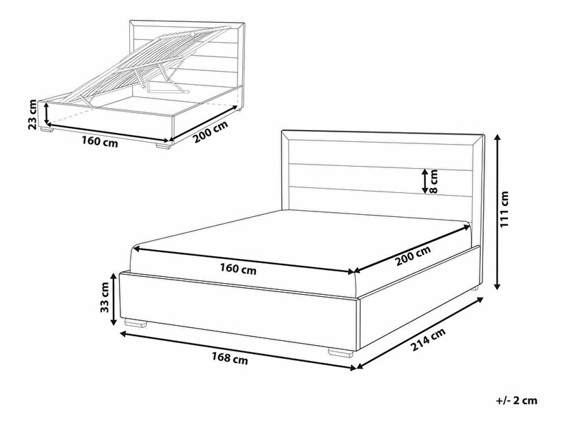 Manželská postel 160 cm Ruthine (oranžová) (s roštem a úložným prostorem)