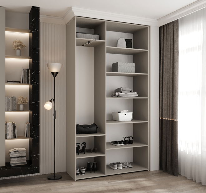 Šatní skříň 130 cm Carmela 40-3 (kašmír + černá)