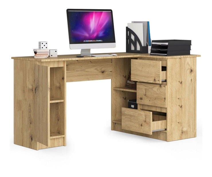 Rohový PC stolek Bevin (dub artisan) (P)