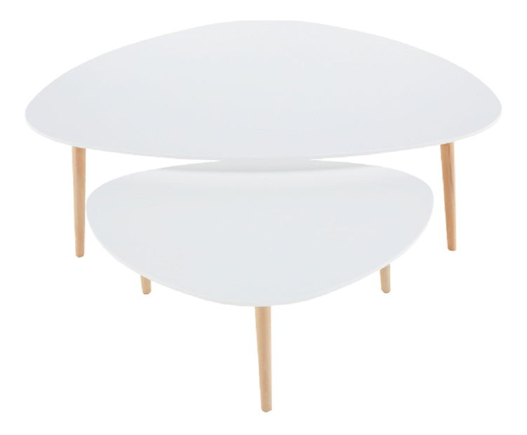 Konferenční stolek Faith (bílá + buk)