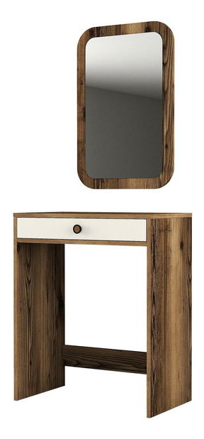 Toaletní stolek Logan 1 (krémová + ořech) (se zrcadlem)