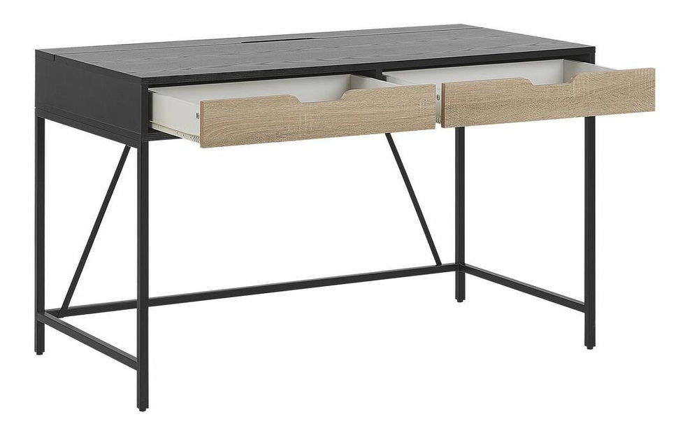 PC stolek JANDARA (světlé dřevo + černá)