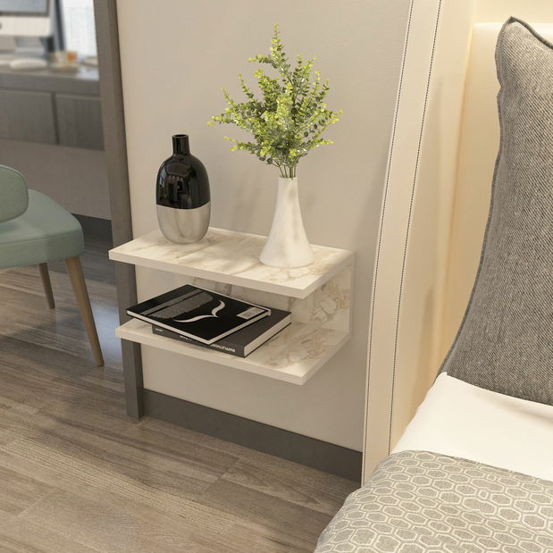Noční stolek Ramondes (mramor bílý)