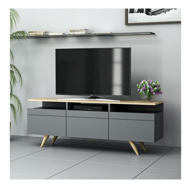 TV stolek/skříňka Vulema 2 (antracit + dub)