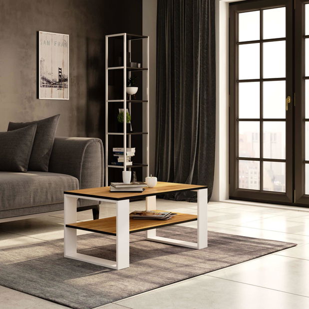 Konferenční stolek Aislan (dub craft + bílá)