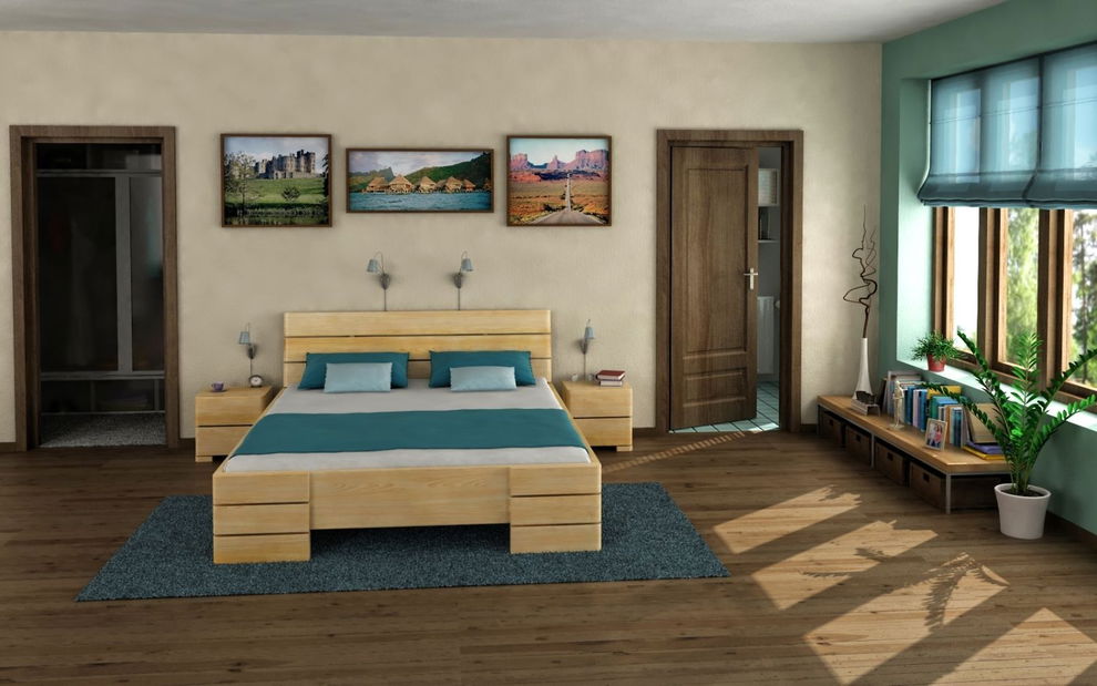 Manželská postel 200 cm Naturlig Lorenskog High (borovice)