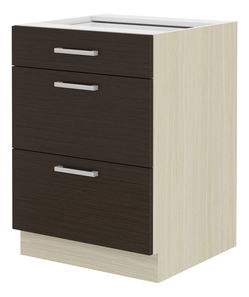 Dolní kuchyňská skříňka Chasma 60 D 3S BB (dub ferara + tmavé drevo)