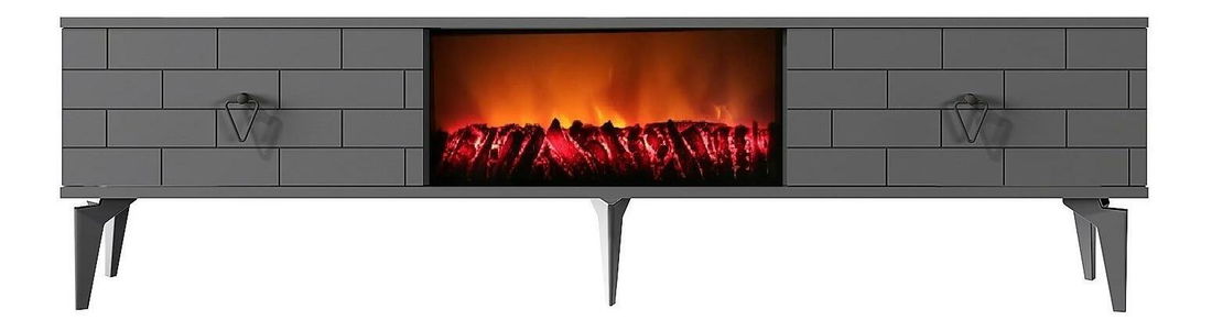 TV stolek/skříňka s krbem Bisena (antracit)