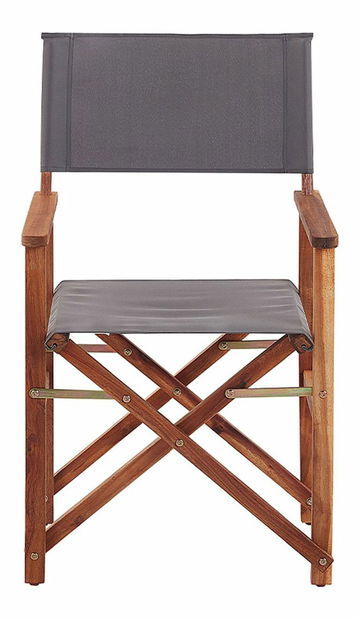 Set 2 ks zahradních lehátek s náhradními potahy Ciala (tmavé akáciové dřevo + vzor plameňáků)