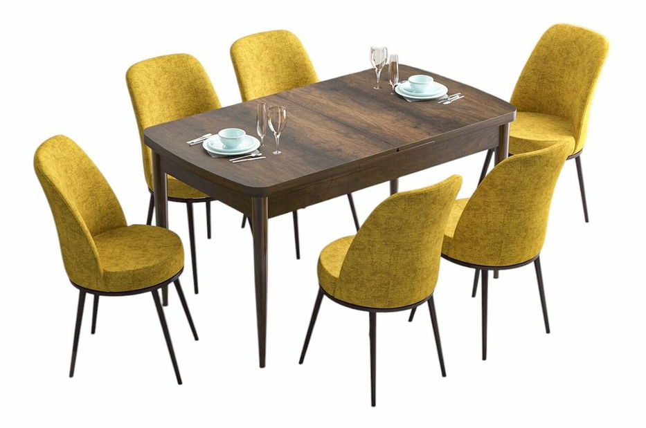 Jídelní set Hana (mramor černý + růžová) (pro 6 osob)