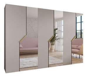 Šatní skříň Alaris 2 300 (kašmír + zlatá) (se zrcadlem)
