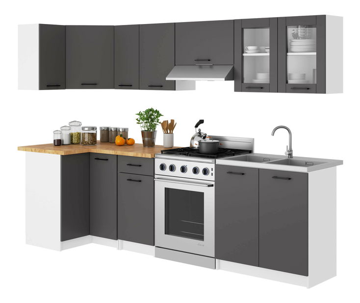 Horní kuchyňská vitrína Organo 580 (bílá + grafit)