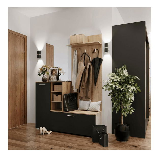 Předsíňová sestava Vetlandi (dub artisan + grafit) (se zrcadlem) *bazar