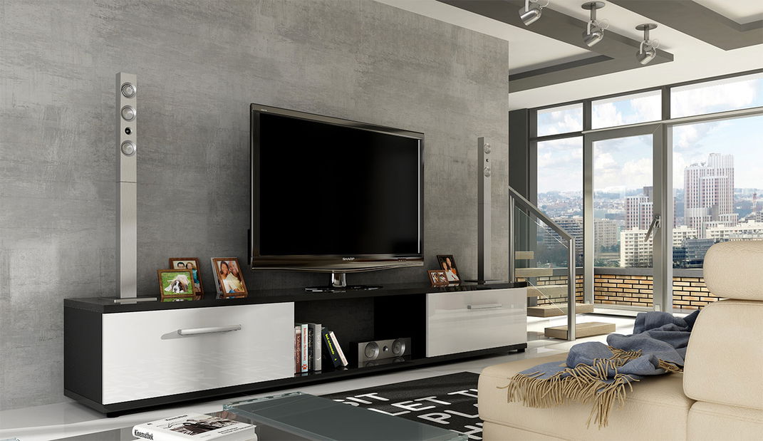 TV stolík Marvin (černá + lesk bílý)