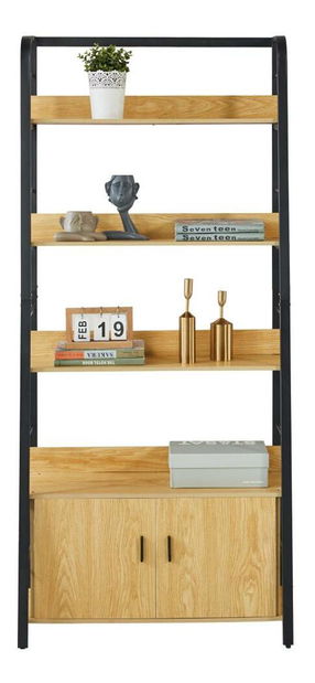 Regál Chevron (dub tmavý + černá)