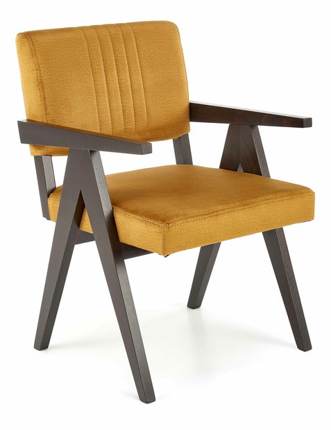 Jídelní židle Meta (ebenové dřevo + hořčicová + Monolith 48)