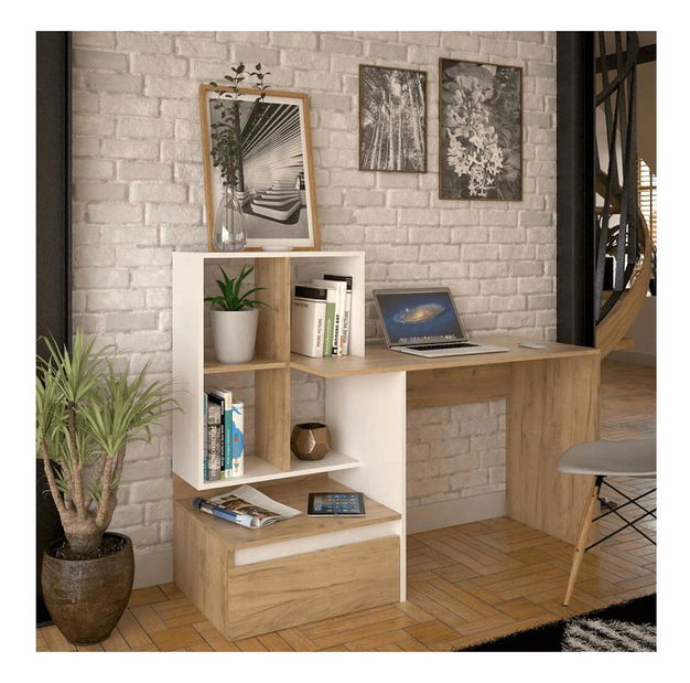PC stolek Nacio (dub artisan + bílá)