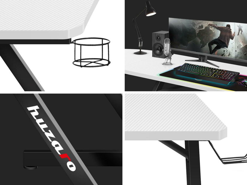 Rohový PC stolek Hyperion 7.0 (černá + bílá)