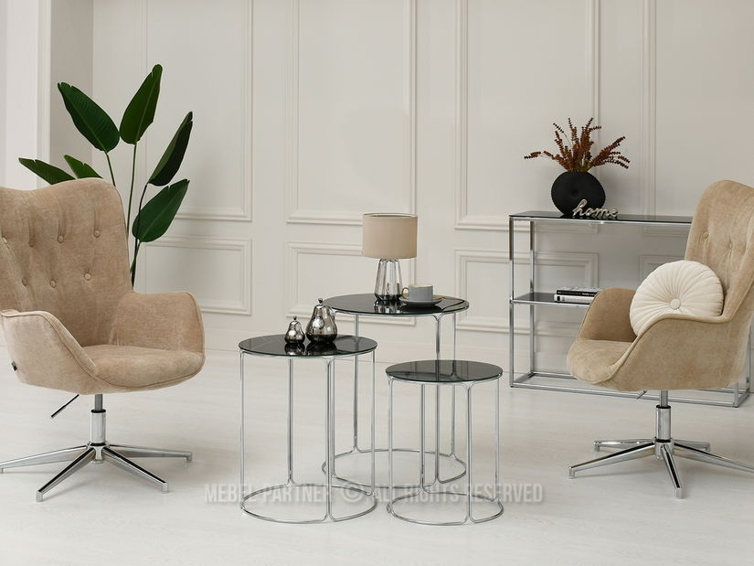 Konferenční stolek Belianni Zest (černý mramor + chromová)