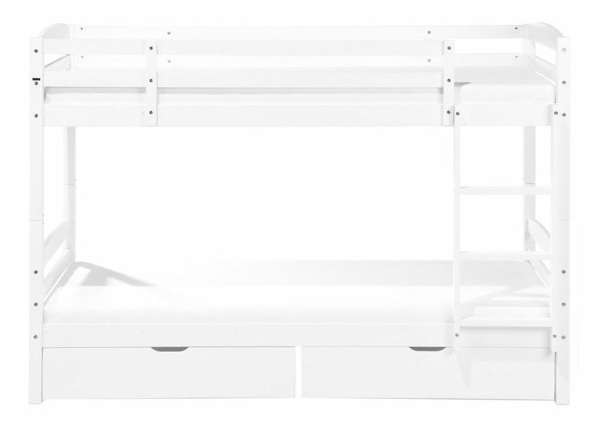 Patrová postel 90 cm RESPOND (bílá) (s roštem a úl. prostorem)