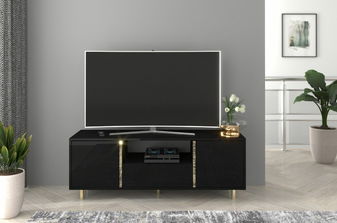 TV stolek/skříňka Naturlig Carra (vysoký lesk černý)