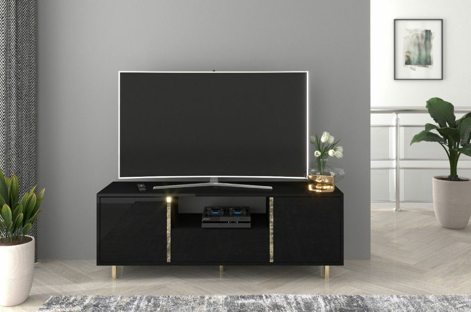 TV stolek/skříňka Naturlig Carra (vysoký lesk černý)