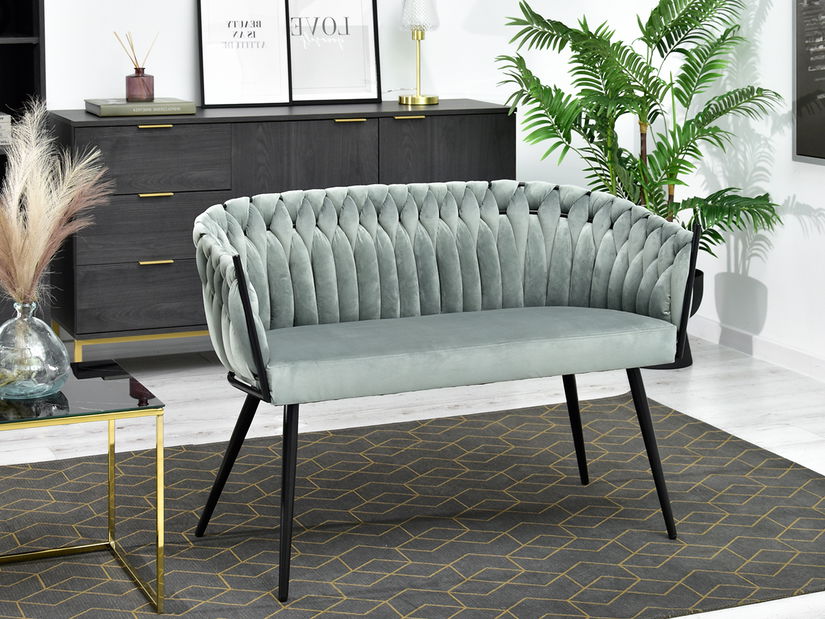 Pohovka dvousedačka Rozaine (mátová + černá)