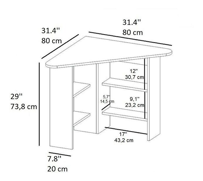  Rohový PC stolek Sabeni 2 (ořech)