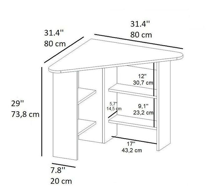Rohový PC stolek Sabeni 2 (ořech)