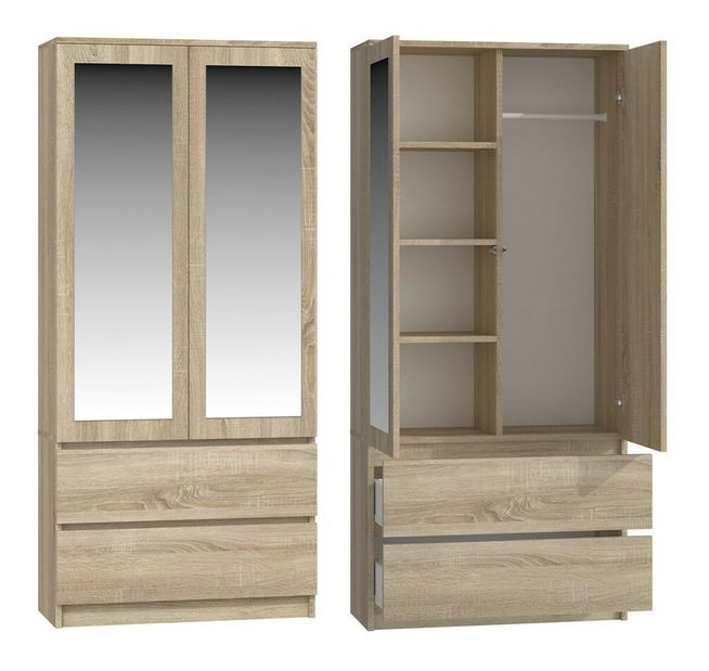 Šatní skříň Musecalo 1 (dub sonoma) (se zrcadlem)