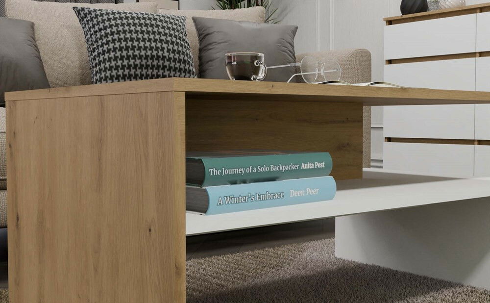 Konferenční stolek Bolivar 1 (dub artisan + bílá)