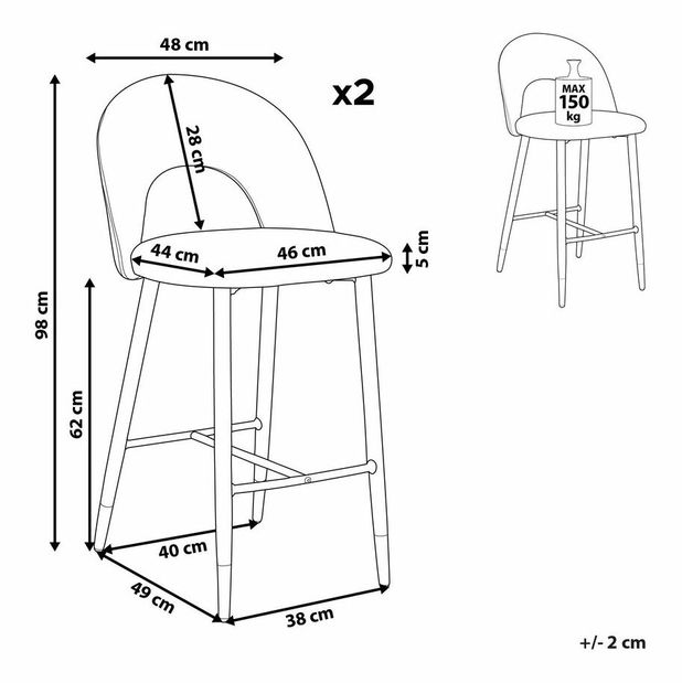 Set 2 ks barových židlí Fabian (béžová)