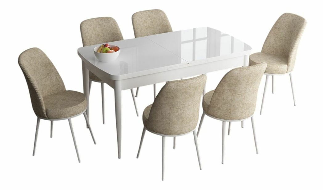 Jídelní set Hana (mramor černý + krémová) (pro 6 osob)