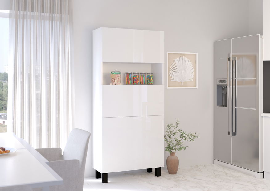 PC stolek Home (bílá lesklá)