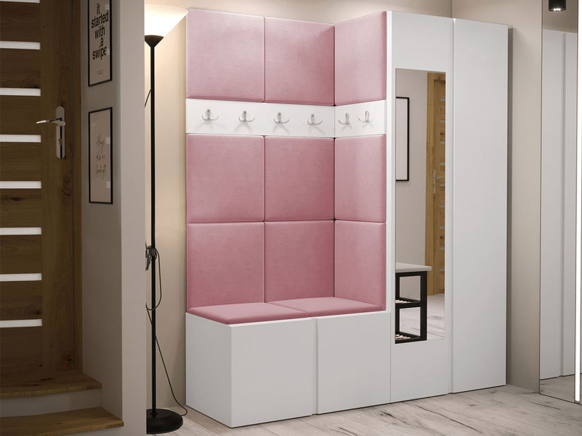 Předsíň Tovenaz XII (bílá + růžová) (se zrcadlem)