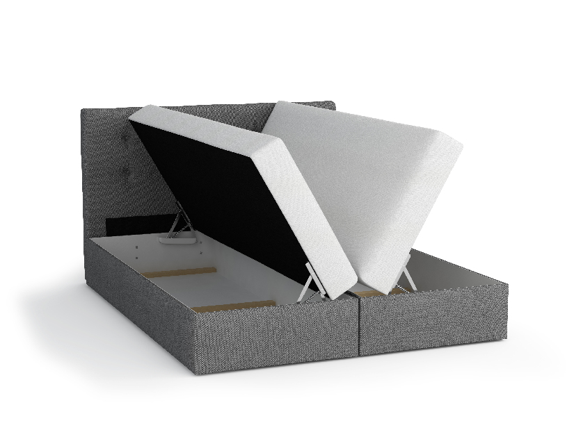 Manželská postel Boxspring 160 cm Duel 1 (černá) (s matrací a úložným prostorem)