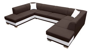 Rohová sedací souprava U Darcia (hnědá + bílá) (P)