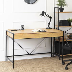 Psací stolek Azisa (dub zlatý + černá)